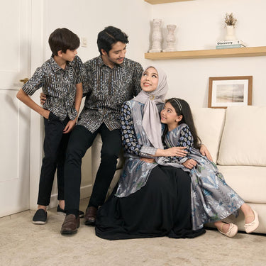 [New Collection] ZM Zaskia Mecca - Sarimbit Family Set 2 - Lilya Raya Series | Tunik Wanita | Kemeja Koko Pria Anak