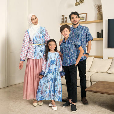 [New Collection] ZM Zaskia Mecca - Sarimbit Family Set 4 - Lilya Raya Series | Blouse Wanita | Kemeja Koko Pria Anak