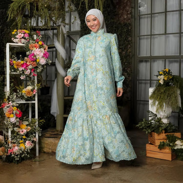 [Raya Collection] ZM Zaskia Mecca - Sarimbit Family Set 2 - Lilya Senja | Gamis Wanita | Kemeja Koko Pria Anak