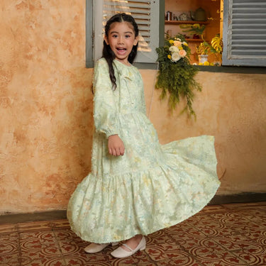 [Raya Collection] ZM Zaskia Mecca - Sarimbit Family Set 2 - Lilya Senja | Gamis Wanita | Kemeja Koko Pria Anak