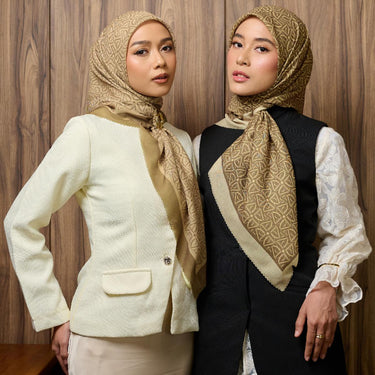 [INCLUDE HARD BOX] ZM Zaskia Mecca - Scarf Monogram Series Liris | Hijab Premium Square Motif Kerudung Segi Empat