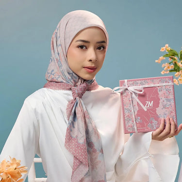 [INCLUDE HARD BOX] ZM Zaskia Mecca - Scarf Bunga Pertiwi Edisi Rasuna Said | Material Voal Alaska Premium | Hijab Motif Segi Empat