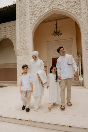 ZM Zaskia Mecca - Sarimbit Family Set 1 - White Series - Binar Samudra - Raya Collection Koleksi Lebaran Premium