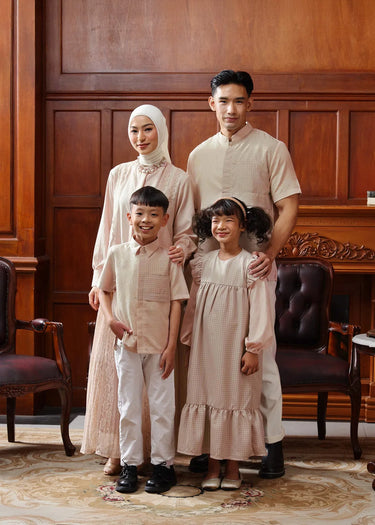ZM Zaskia Mecca - Sarimbit Family Set Sand - Edisi Senandung Alam - Raya Collection Koleksi Lebaran Premium
