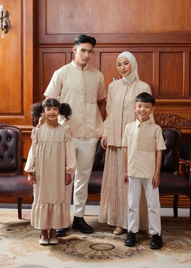 ZM Zaskia Mecca - Sarimbit Family Set Sand - Edisi Senandung Alam - Raya Collection Koleksi Lebaran Premium