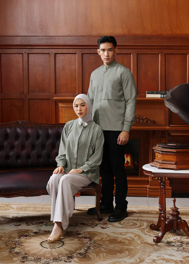 ZM Zaskia Mecca - Sarimbit Couple Set Stone - Edisi Senandung Alam - Raya Collection Koleksi Lebaran Premium