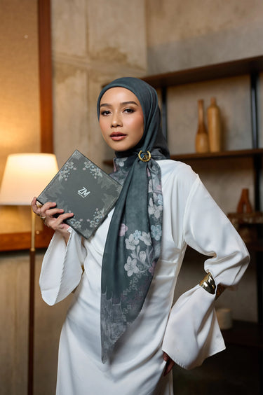 [New COllection] ZM Zaskia Mecca - Scarf Kamboja | Hijab Premium Square Motif Kerudung Segi Empat