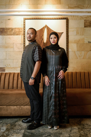 ZM Zaskia Mecca - Sarimbit Couple Set Ink - Teman Serumpun - Edisi Kamboja - Raya Collection Koleksi Lebaran Premium