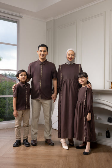 ZM Zaskia Mecca - Sarimbit Family Set Brown - Romansa Khatulistiwa - Edisi Bunga Wijayakusuma