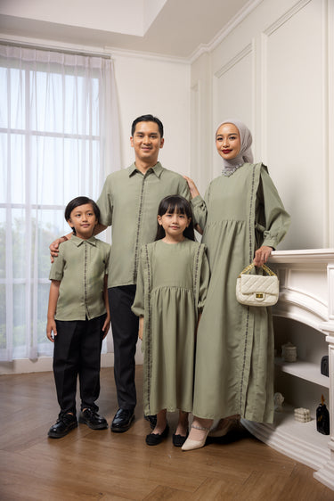 ZM Zaskia Mecca - Sarimbit Family Set Sage - Romansa Khatulistiwa - Edisi Bunga Wijayakusuma