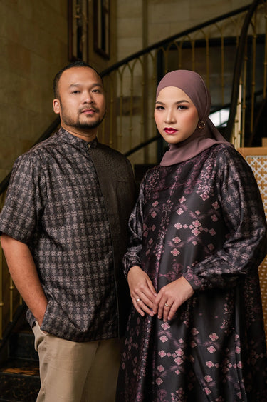ZM Zaskia Mecca - Sarimbit Couple Set 1 Browny - Teman Serumpun - Edisi Kamboja - Raya Collection Koleksi Lebaran Premium