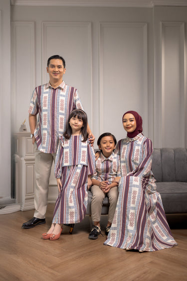 ZM Zaskia Mecca - Sarimbit Family Set Maroon - Monogram Series Lambang - Raya Collection Koleksi Lebaran Premium