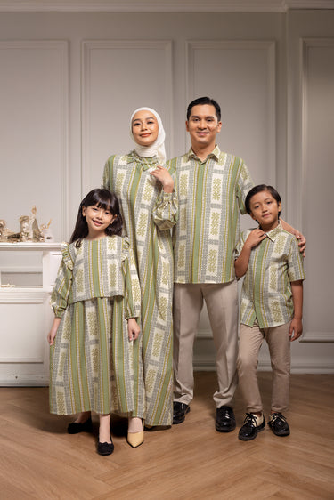 ZM Zaskia Mecca - Sarimbit Family Set Olive - Monogram Series Lambang - Raya Collection Koleksi Lebaran Premium