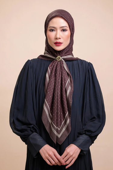 [INCLUDE PREMIUM HARD BOX] ZM Zaskia Mecca - Ukir Monogram Series Scarf Voal - Hijab Square Motif Kerudung Segi Empat