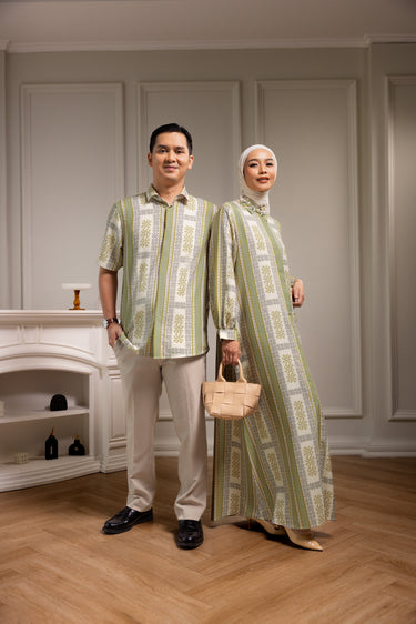 ZM Zaskia Mecca - Sarimbit Couple Set Olive - Monogram Series Lambang - Raya Collection Koleksi Lebaran Premium