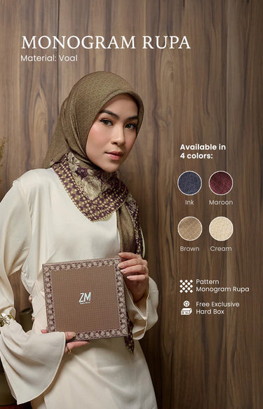 [New COllection] ZM Zaskia Mecca - Scarf Monogram Series Rupa | Hijab Premium Square Motif Kerudung Segi Empat