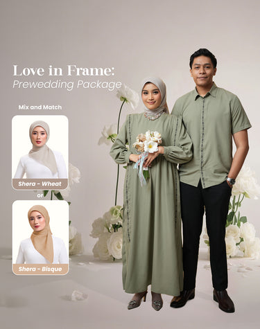 [Love in Frame: Prewedding Package] ZM Zaskia Mecca - Couple Set - Edisi Wijayakusuma | Dress Wanita & Kemeja Koko Lengan Pendek Pria