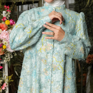 [Raya Collection] ZM Zaskia Mecca - Sarimbit Family Set 2 - Lilya Senja | Gamis Wanita | Kemeja Koko Pria Anak