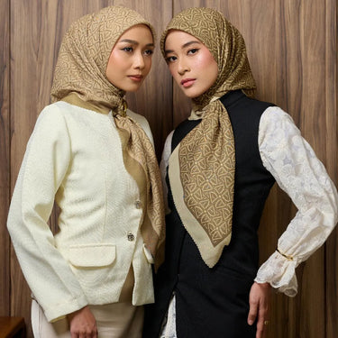 [INCLUDE HARD BOX] ZM Zaskia Mecca - Scarf Monogram Series Liris | Hijab Premium Square Motif Kerudung Segi Empat