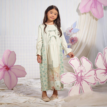 [Raya Collection] ZM Zaskia Mecca - Sarimbit Family Set 2 - Jejak Teduh Huta | Dress Wanita | Kemeja Koko Pria Anak