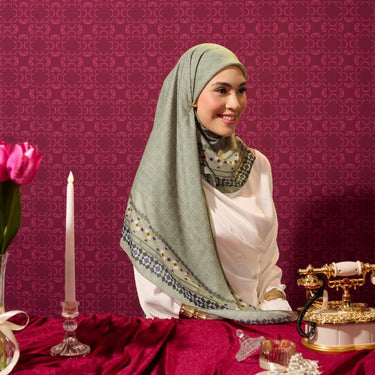 [INCLUDE PREMIUM HARD BOX] ZM Zaskia Mecca - Scarf Harmoni Series Alur | Hijab Premium Square Motif | Kerudung Segi Empat