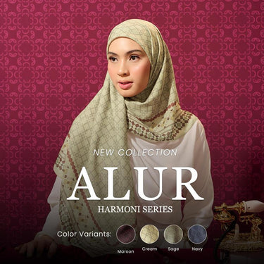 [INCLUDE PREMIUM HARD BOX] ZM Zaskia Mecca - Scarf Harmoni Series Alur | Hijab Premium Square Motif | Kerudung Segi Empat