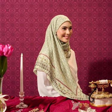 [INCLUDE PREMIUM HARD BOX] ZM Zaskia Mecca - Scarf Harmoni Series Alur | Hijab Premium Square Motif | Kerudung Segi Empat