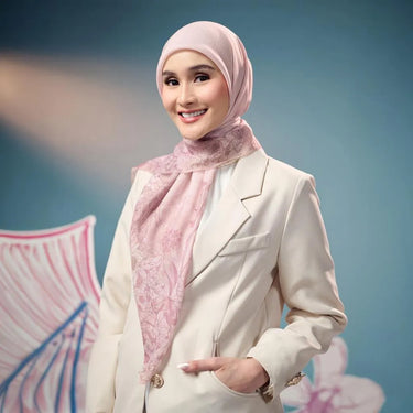 [INCLUDE HARD BOX] ZM Zaskia Mecca - Scarf Jejak Teduh Huta | Hijab Voal Alaska Premium Square | Hijab Motif Kerudung Segi Empat