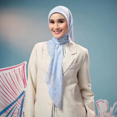 [INCLUDE HARD BOX] ZM Zaskia Mecca - Scarf Jejak Teduh Huta | Hijab Voal Alaska Premium Square | Hijab Motif Kerudung Segi Empat