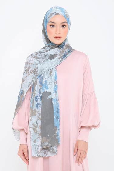 ZM Zaskia Mecca - Cyril Cyan Pashmina Instant Plisket - Jelita Indonesia - Edisi Lamun Ombak