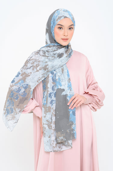 ZM Zaskia Mecca - Cyril Cyan Pashmina Instant Plisket - Jelita Indonesia - Edisi Lamun Ombak