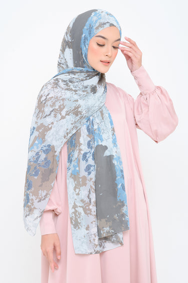 ZM Zaskia Mecca - Cyril Cyan Pashmina Instant Plisket - Jelita Indonesia - Edisi Lamun Ombak